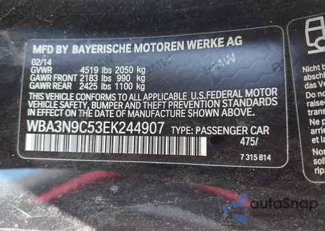 2014 BMW 428I xDrive z USA, uszkodzony, nr VIN WBA3N9C53EK244907